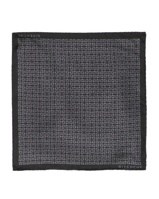Givenchy Black 4g Silk Pocket Square Scarf for men