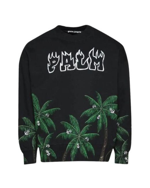 Palm Angels Green Palms & Skulls Sweatshirt for men