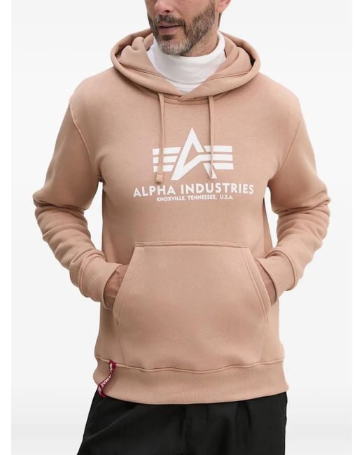 Alpha Industries Natural Logo-Print Drawstring Hoodie for men