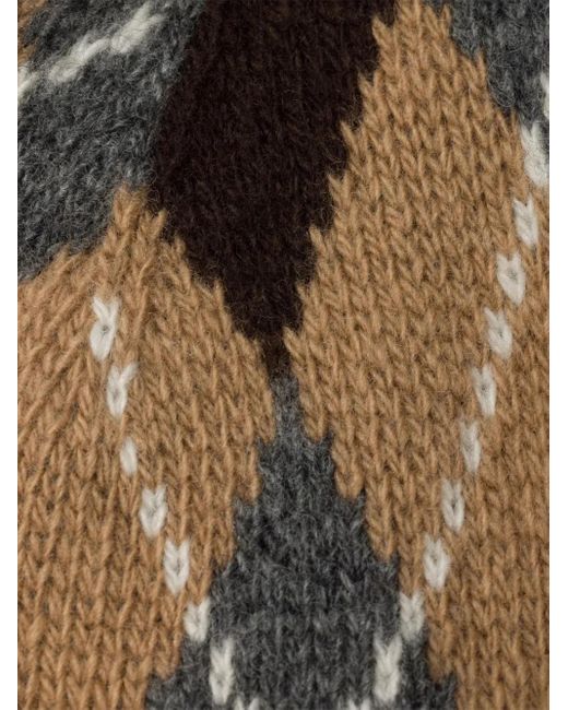 Prada Brown Beanie Mit Argyle-Muster