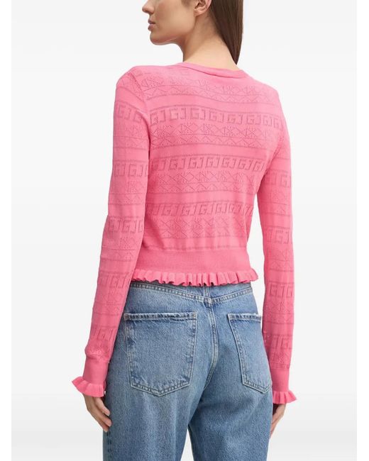 GAUDI Red Ruffled Patterned Cardigan