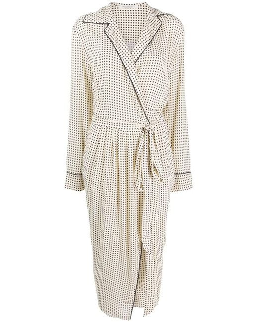 Philosophy Di Lorenzo Serafini White Polka-Dot Print Belted Midi Dress
