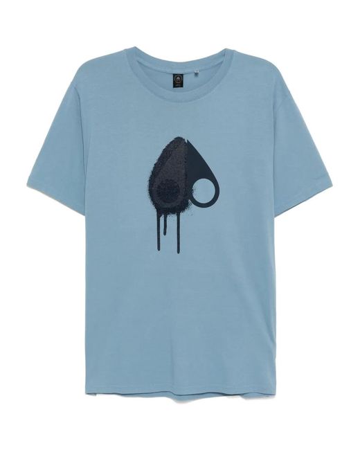 Moose Knuckles Blue Graphic-Printed T-Shirt for men