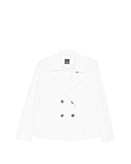 Marina Rinaldi White Pmraere Double-Breasted Blazer