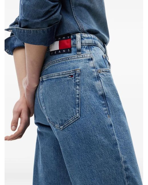 Tommy Hilfiger Blue Logo-Patch Straight-Leg Jeans