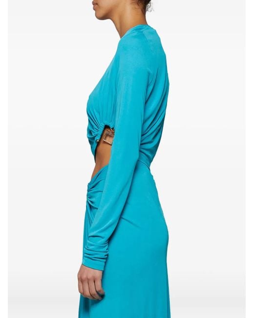 Christopher Esber Blue Bezel Quartz Twist-Detail Long-Sleeve Top