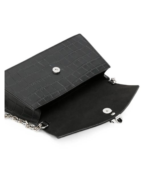 McQueen White Skull Crocodile-Effect Shoulder Bag
