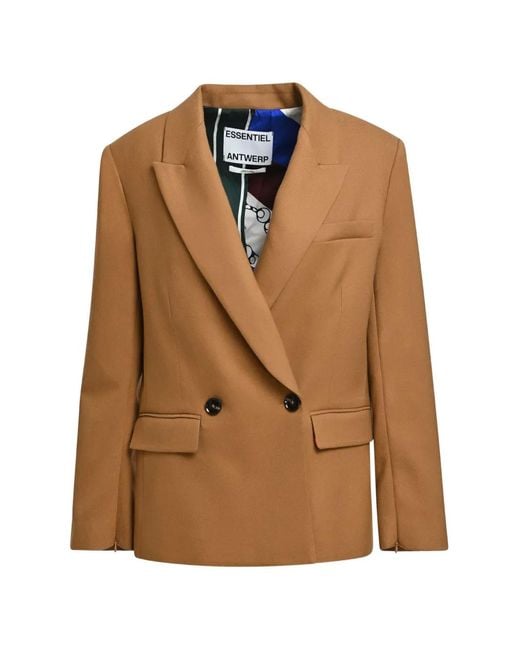 Essentiel Antwerp Brown Kendra Double-Breasted Blazer