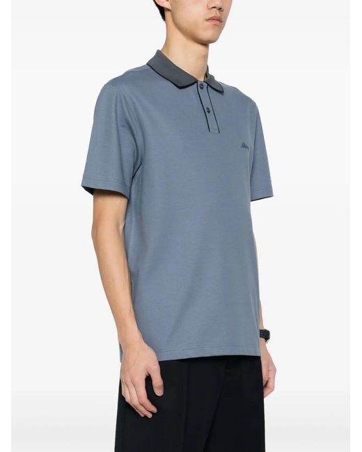 Brioni Blue Logo-Embroidered Polo Shirt for men