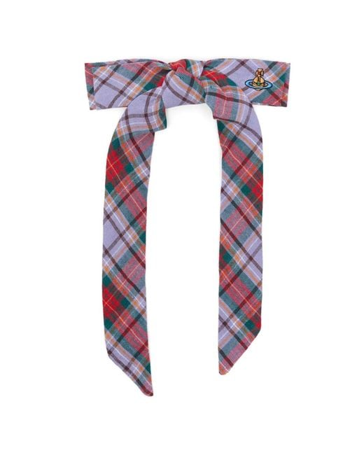 Vivienne Westwood Blue Tartan-Pattern Orb-Detail Hair Clip