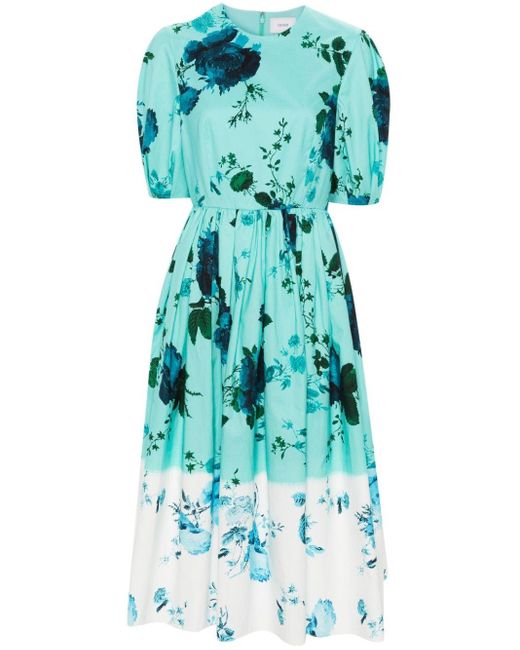 Erdem Midi-jurk Met Bloemenprint in het Blue
