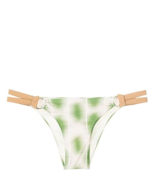 Lenny Niemeyer Natural Abstract-Print Rope-Detail Bikini Bottoms