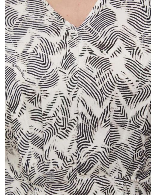 Patrizia Pepe Gray V-Neck Patterned Mini Dress