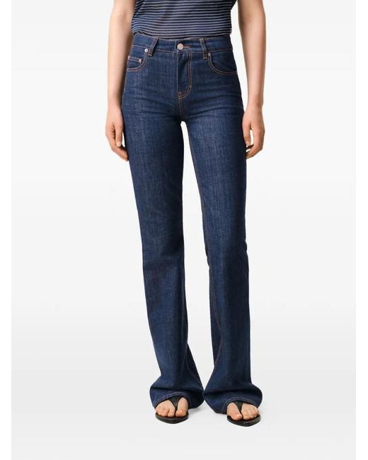 AMI Blue Cotton Bootcut Fit Jeans