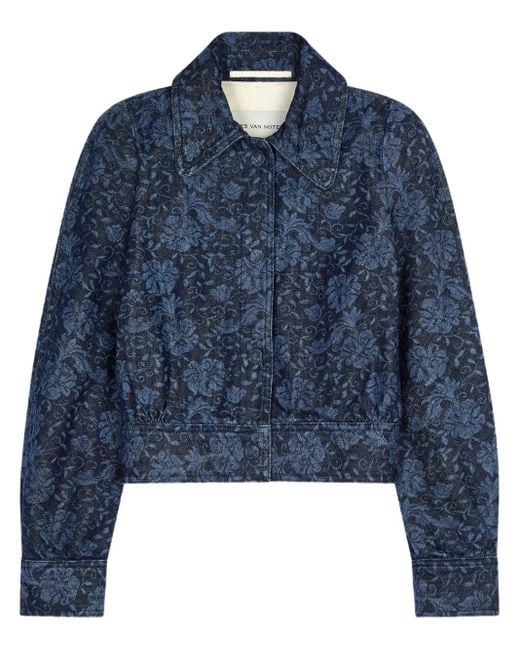 Dries Van Noten プリント デニムジャケット Blue