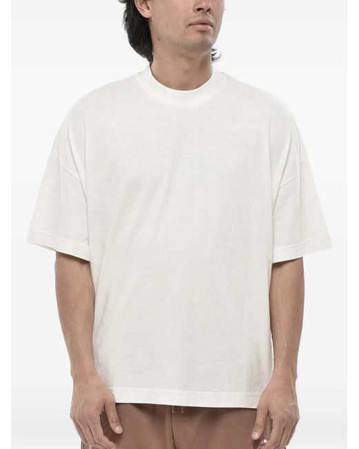 Bonsai White Logo-Print Drop-Shoulder T-Shirt for men