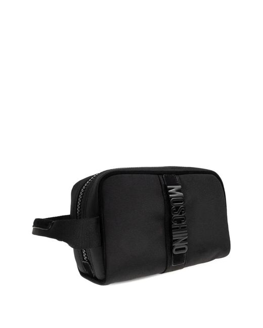 Moschino Black Logo Zip Clutch Bag for men