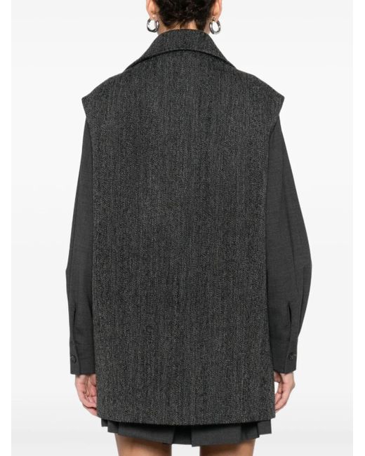 P.A.R.O.S.H. Black Asymetric Zip Gilet