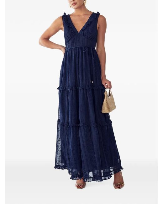 ST MRLO Blue Ruffled Tiered Maxi Dress