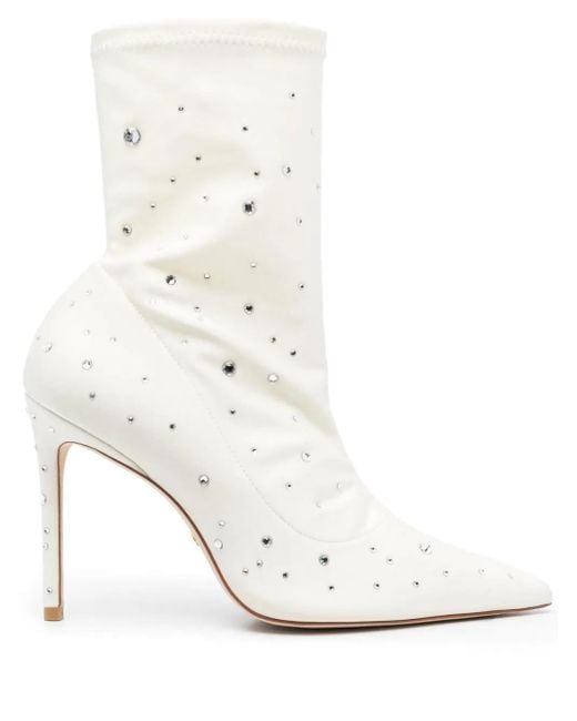 Stuart Weitzman White Crystal-Embellished 110Mm Boots