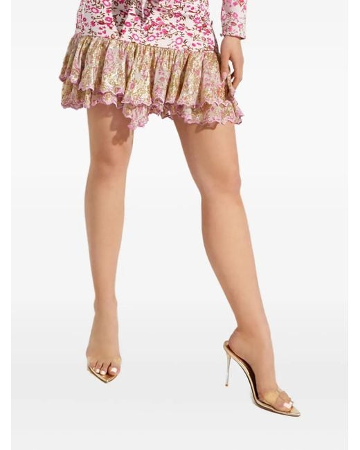 Hemant & Nandita Pink Hera Floral-Print Mini Skirt