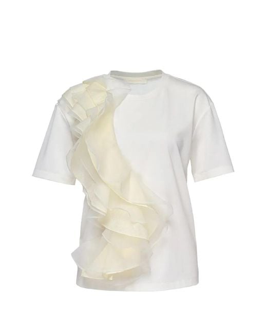 Club21 White Frill-Detail T-Shirt