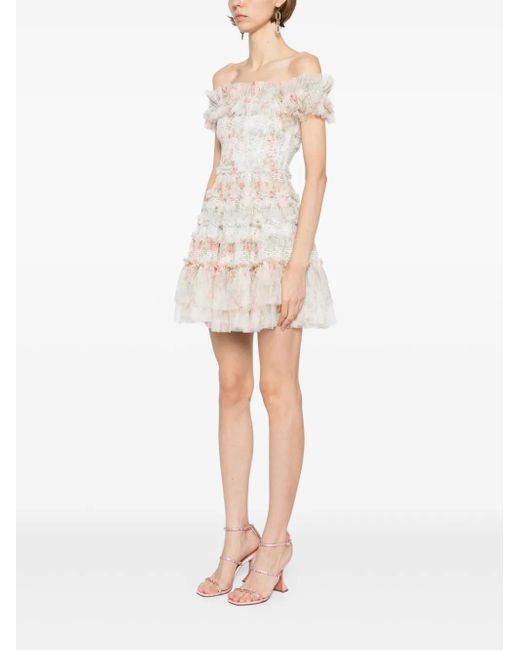 Needle & Thread Natural Floral-Print Dress