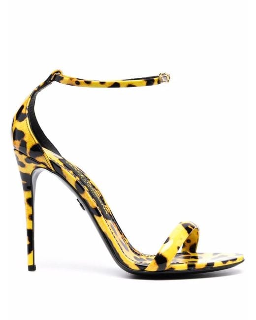 Dolce & Gabbana Yellow Leopard-print Open Toe Sandals
