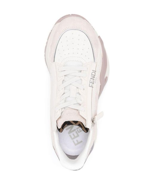 Fendi White Flow Runner Sneakers