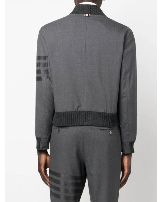 Thom Browne Gray 4-Bar Stripe Wool Bomber Jacket for men