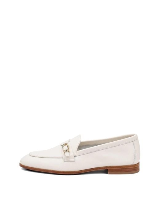 Frau White Buckle-Detail Loafers