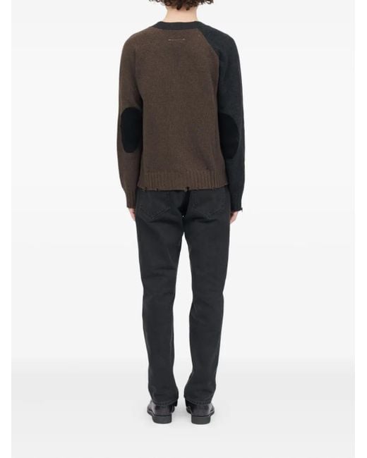 MM6 by Maison Margiela Black Color-Block Distressed Cardigan for men