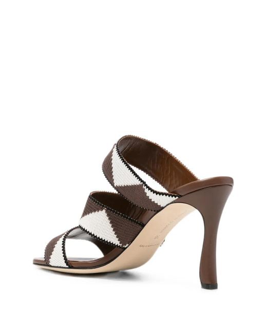 Manolo Blahnik White Capro Geometric-Pattern Sandals