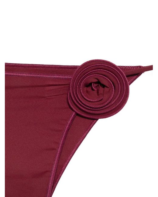 LaRevêche Red Ashar Rose-Embellished Triangle Bikini