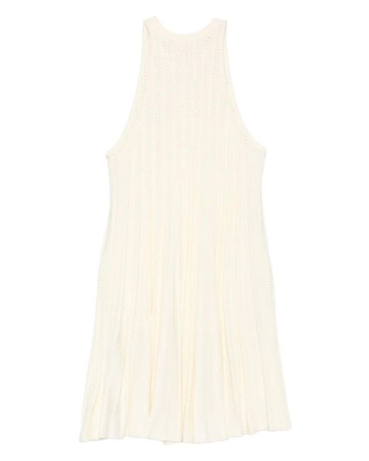 Ba&sh White Sinnta Pleated Eyelet Dress