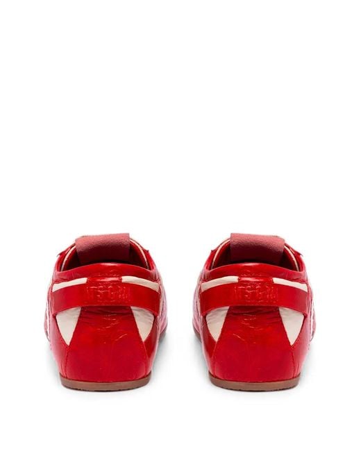 MSGM Red Logo-Patch Panelled Sneakers