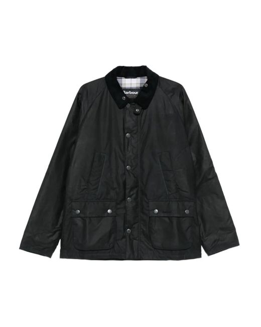 Barbour Black Corduroy-Collar Flap-Pocket Jacket for men