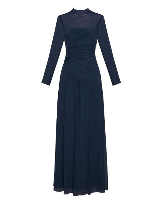 Cherubina Blue Lunelle Ruched Long-Sleeve Maxi Dress