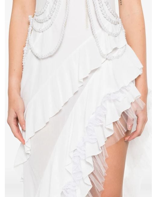 Abito Da Sera Con Spalle Scoperte di Rahil Hesan in White