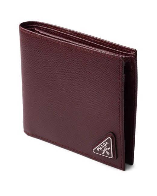 Prada Purple Triangle-Logo Leather Wallet for men