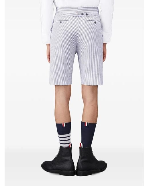 Thom Browne White Striped Back-Strap Shorts for men