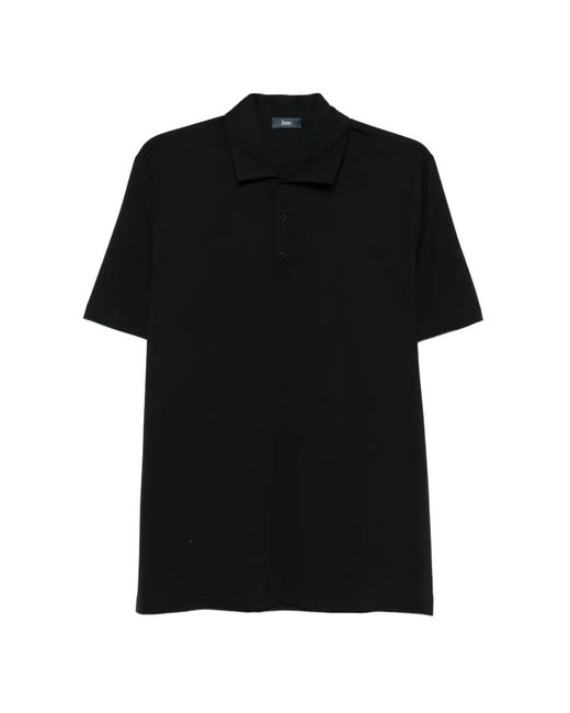 Herno Black Cotton Elastane Jersey Polo for men