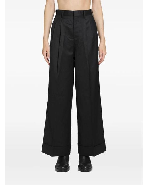 Junya Watanabe Black Pleated Pinstriped Trousers