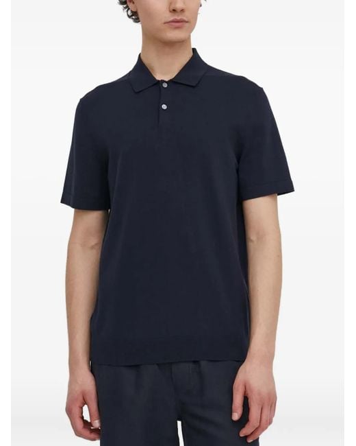 Theory Blue Button-Up Polo Shirt for men
