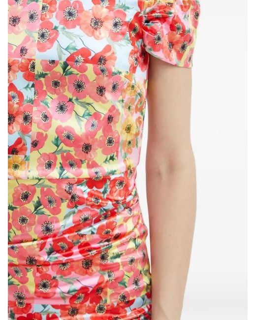 Guess Red Off-the-shoulder Printed Mini Dress