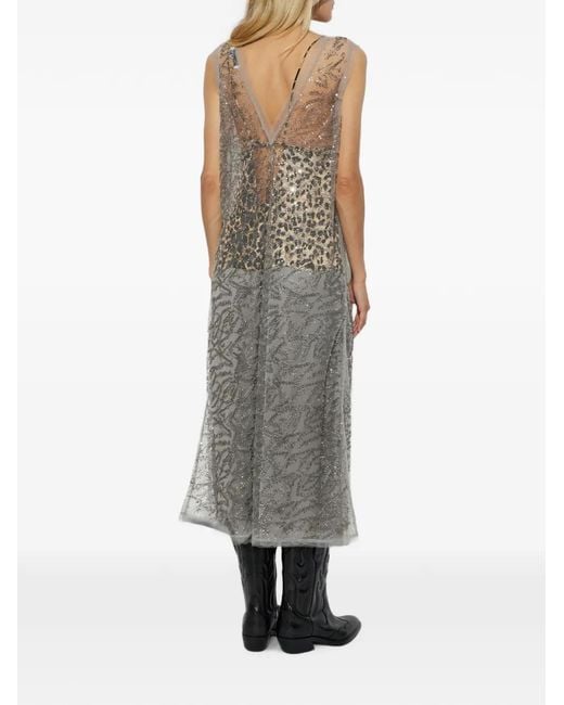 Munthe Gray Varika Sequin-Embellished Mesh Midi Dress