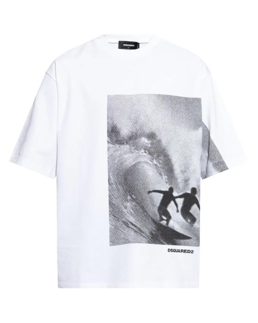 Camiseta con estampado gráfico DSquared² de hombre de color White