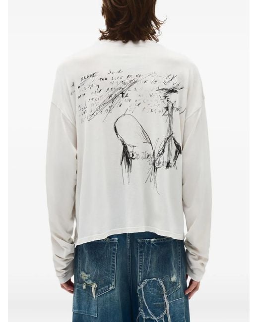 Ann Demeulemeester Sketchbook T-Shirt in Blue for Men | Lyst