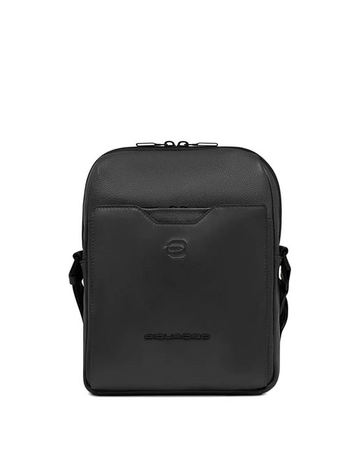 Piquadro Black Grained-Leather Cross Body Bag for men