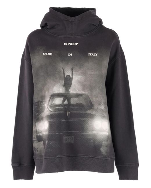 Dondup Black Hoodie Mit Grafischem Print